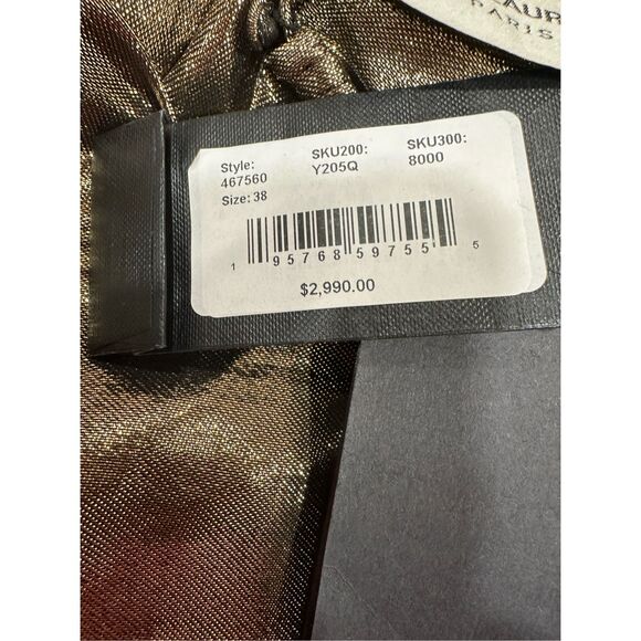 SAINT LAURENT WOMEN'S SILK LAME MINI DRESS IN GOLD SIZE 38 (6) $2995 - Picture 14 of 16